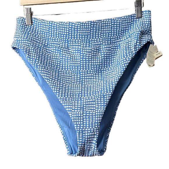 NWT Aerie Women's High Cut Cheeky Bikini Bottom Polka Dot Horizon Blue Size XXL - Picture 1 of 10